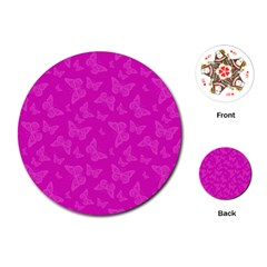 Fuchsia Butterfly Print  Playing Cards Single Design (round) by SpinnyChairDesigns