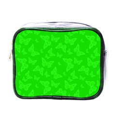 Chartreuse Green Butterfly Print Mini Toiletries Bag (one Side) by SpinnyChairDesigns