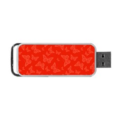 Vermilion Red Butterfly Print Portable Usb Flash (one Side) by SpinnyChairDesigns