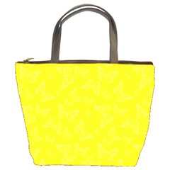 Lemon Yellow Butterfly Print Bucket Bag by SpinnyChairDesigns