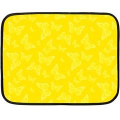 Lemon Yellow Butterfly Print Double Sided Fleece Blanket (mini)  by SpinnyChairDesigns