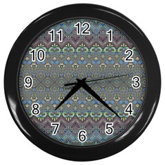 Boho Sweetheart Pattern Wall Clock (black) by SpinnyChairDesigns