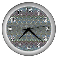 Boho Sweetheart Pattern Wall Clock (silver) by SpinnyChairDesigns