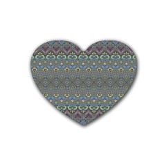 Boho Sweetheart Pattern Rubber Coaster (heart)  by SpinnyChairDesigns