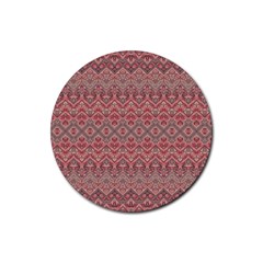 Boho Rustic Pink Rubber Round Coaster (4 Pack)  by SpinnyChairDesigns