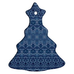 Boho Denim Blue Christmas Tree Ornament (two Sides) by SpinnyChairDesigns
