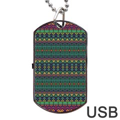 Boho Summer Green Dog Tag Usb Flash (two Sides) by SpinnyChairDesigns