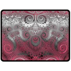 Black Pink Spirals And Swirls Fleece Blanket (large)  by SpinnyChairDesigns