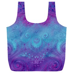 Purple Blue Swirls And Spirals Full Print Recycle Bag (xxl) by SpinnyChairDesigns