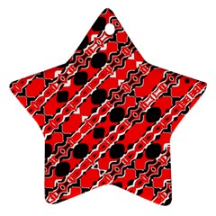 Abstract Red Black Checkered Star Ornament (two Sides) by SpinnyChairDesigns