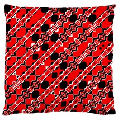 Abstract Red Black Checkered Large Flano Cushion Case (two Sides) by SpinnyChairDesigns