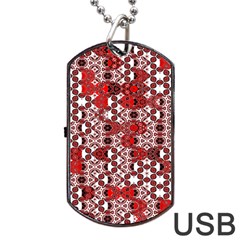 Red Black Checkered Dog Tag Usb Flash (one Side) by SpinnyChairDesigns