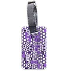 Purple Black Checkered Luggage Tag (two Sides) by SpinnyChairDesigns