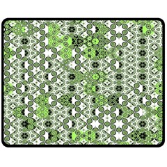 Black Lime Green Checkered Double Sided Fleece Blanket (medium)  by SpinnyChairDesigns