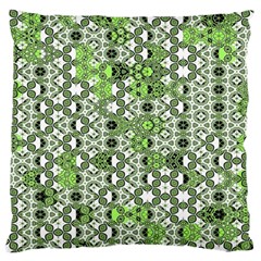 Black Lime Green Checkered Large Flano Cushion Case (one Side) by SpinnyChairDesigns