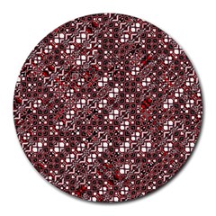 Abstract Red Black Checkered Round Mousepads by SpinnyChairDesigns