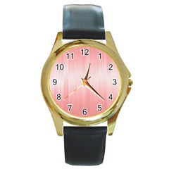 Fresh Pink Ombre Round Gold Metal Watch by SpinnyChairDesigns