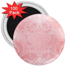 Pretty Pink Spirals 3  Magnets (100 Pack) by SpinnyChairDesigns