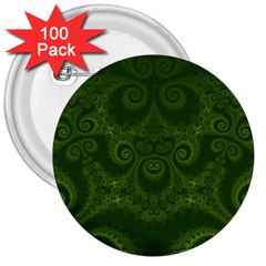 Forest Green Spirals 3  Buttons (100 Pack)  by SpinnyChairDesigns