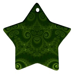 Forest Green Spirals Star Ornament (two Sides) by SpinnyChairDesigns
