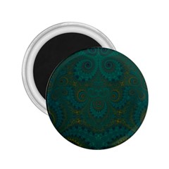Teal Green Spirals 2 25  Magnets by SpinnyChairDesigns