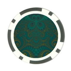 Teal Green Spirals Poker Chip Card Guard by SpinnyChairDesigns