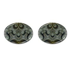 Rustic Silver And Gold Spirals Cufflinks (oval) by SpinnyChairDesigns