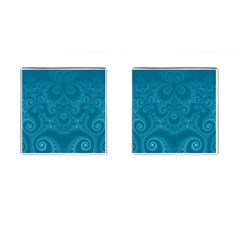 Cerulean Blue Spirals Cufflinks (square) by SpinnyChairDesigns