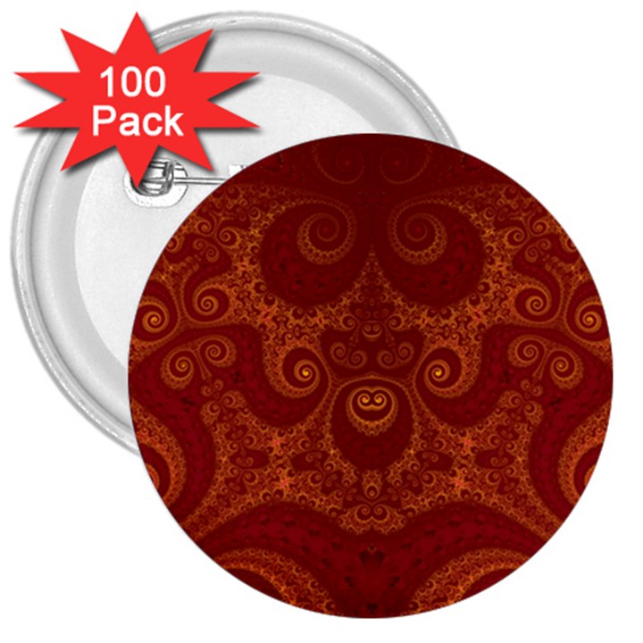 Red and Gold Spirals 3  Buttons (100 pack) 