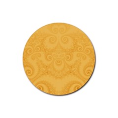 Golden Honey Swirls Rubber Round Coaster (4 Pack)  by SpinnyChairDesigns