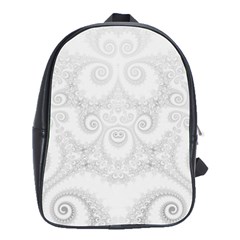 Wedding White Swirls Spirals School Bag (large) by SpinnyChairDesigns