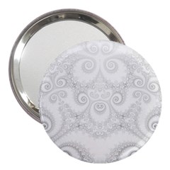 Wedding White Swirls Spirals 3  Handbag Mirrors by SpinnyChairDesigns
