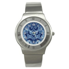Royal Blue Swirls Stainless Steel Watch by SpinnyChairDesigns