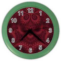 Burgundy Wine Swirls Color Wall Clock by SpinnyChairDesigns