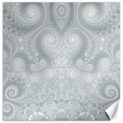 Ash Grey White Swirls Canvas 16  X 16  by SpinnyChairDesigns