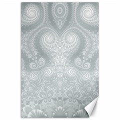 Ash Grey White Swirls Canvas 24  X 36  by SpinnyChairDesigns