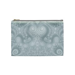 Ash Grey White Swirls Cosmetic Bag (medium) by SpinnyChairDesigns