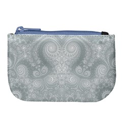 Ash Grey White Swirls Large Coin Purse by SpinnyChairDesigns