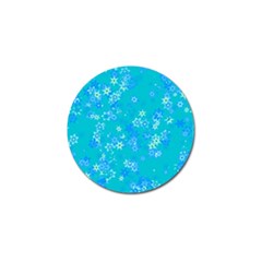 Aqua Blue Floral Print Golf Ball Marker (10 Pack) by SpinnyChairDesigns