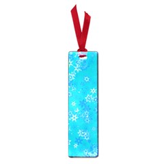 Aqua Blue Floral Print Small Book Marks by SpinnyChairDesigns