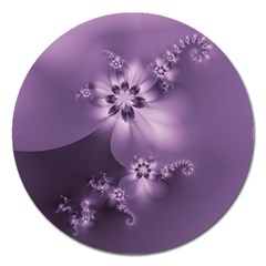 Royal Purple Floral Print Magnet 5  (round) by SpinnyChairDesigns