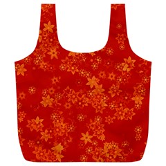 Orange Red Floral Print Full Print Recycle Bag (xl) by SpinnyChairDesigns