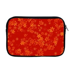 Orange Red Floral Print Apple Macbook Pro 17  Zipper Case by SpinnyChairDesigns