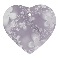 Pale Mauve White Flowers Ornament (heart) by SpinnyChairDesigns