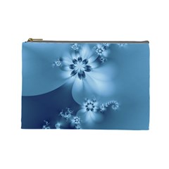 Steel Blue Flowers Cosmetic Bag (large) by SpinnyChairDesigns