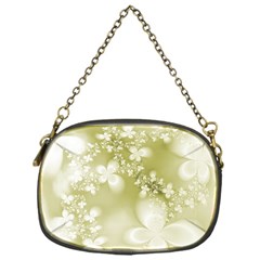 Olive Green With White Flowers Chain Purse (one Side) by SpinnyChairDesigns