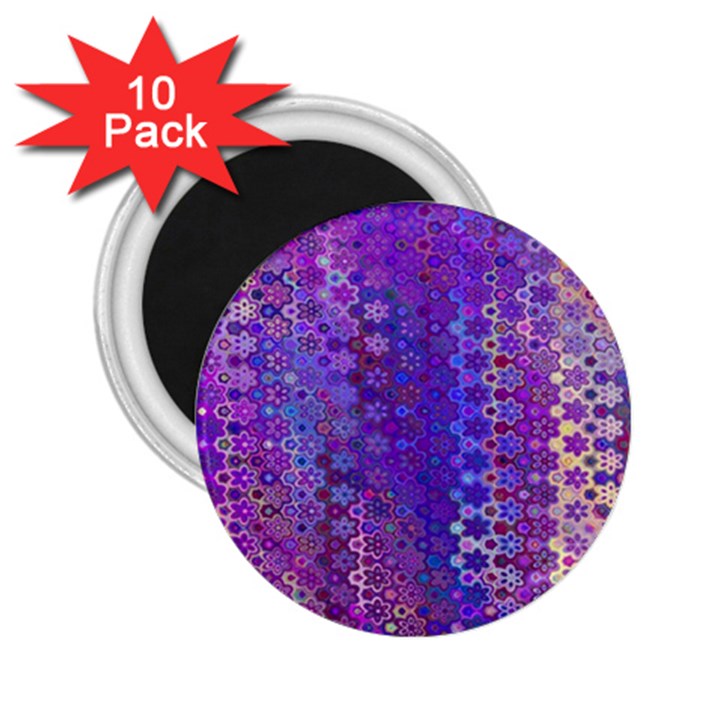 Boho Purple Floral Print 2.25  Magnets (10 pack) 