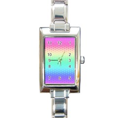 Rainbow Floral Ombre Print Rectangle Italian Charm Watch by SpinnyChairDesigns