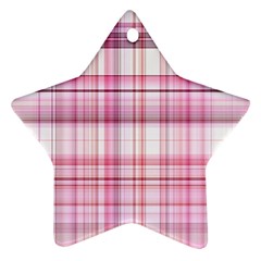 Pink Madras Plaid Star Ornament (two Sides) by SpinnyChairDesigns