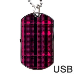 Pink Black Punk Plaid Dog Tag Usb Flash (two Sides) by SpinnyChairDesigns